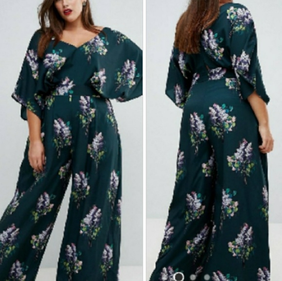 ASOS Curve Pants - ASOS Curve Kimono Sleeve Wide Leg Jumpsuit